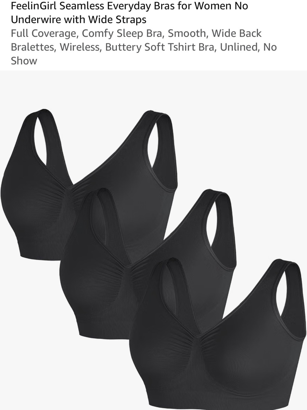 Seamless Wireless Everyday Bra for Women - Black
